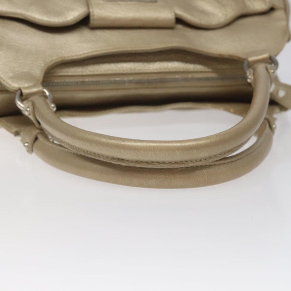 Salvatore Ferragamo Gancini Hand Bag Leather Gold Auth am7952