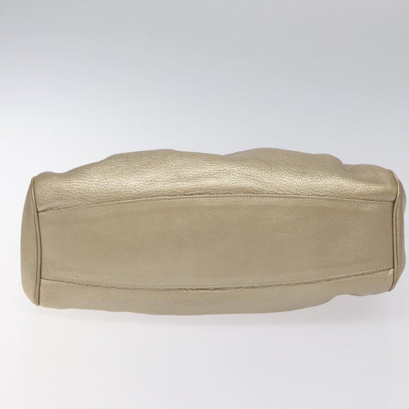 Salvatore Ferragamo Gancini Hand Bag Leather Gold Auth am7952