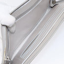 CHANEL Camelia Long Wallet Leather Silver CC Auth am7960-11