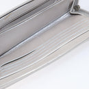 CHANEL Camelia Long Wallet Leather Silver CC Auth am7960-19