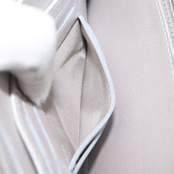 CHANEL Camelia Long Wallet Leather Silver CC Auth am7960