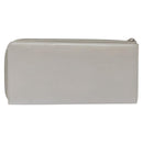 CHANEL Camelia Long Wallet Leather Silver CC Auth am7960-3