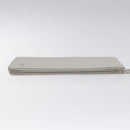 CHANEL Camelia Long Wallet Leather Silver CC Auth am7960-6