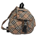 BURBERRY Nova Check Blue Label Backpack Nylon Beige Silver Auth am7971-1
