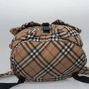 BURBERRY Nova Check Blue Label Backpack Nylon Beige Silver Auth am7971-5