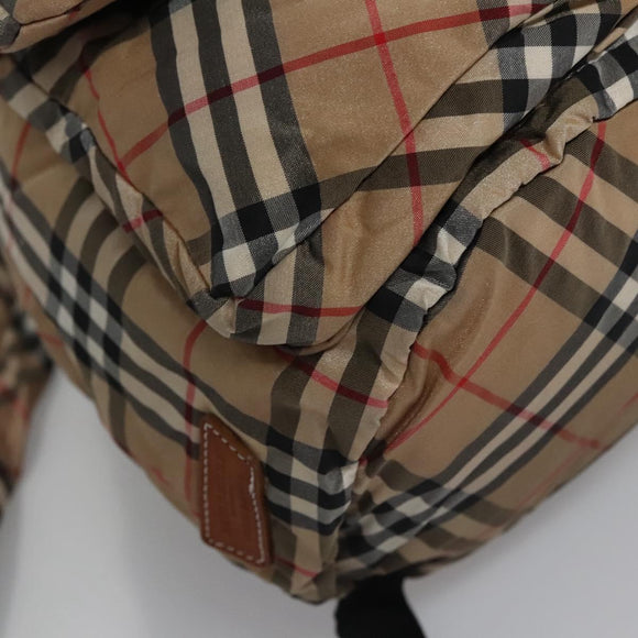 BURBERRY Nova Check Blue Label Backpack Nylon Beige Silver Auth am7971