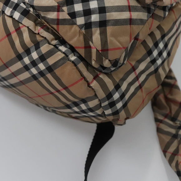 BURBERRY Nova Check Blue Label Backpack Nylon Beige Silver Auth am7971