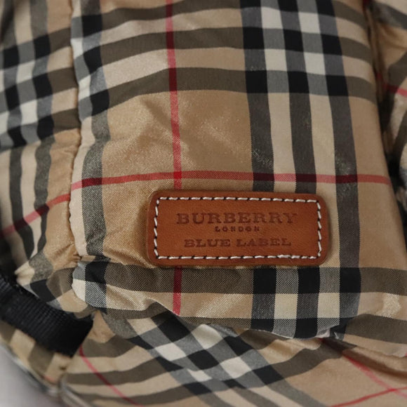 BURBERRY Nova Check Blue Label Backpack Nylon Beige Silver Auth am7971
