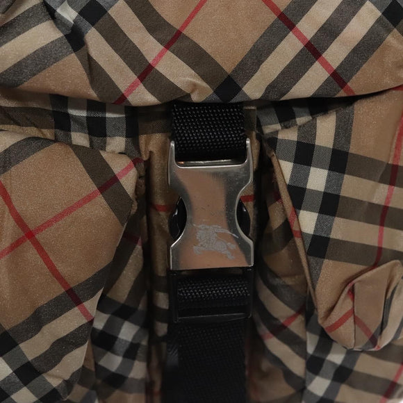 BURBERRY Nova Check Blue Label Backpack Nylon Beige Silver Auth am7971