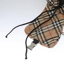 BURBERRY Nova Check Blue Label Backpack Nylon Beige Silver Auth am7971-10