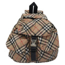 BURBERRY Nova Check Blue Label Backpack Nylon Beige Silver Auth am7971-13