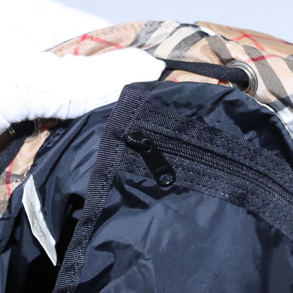 BURBERRY Nova Check Blue Label Backpack Nylon Beige Silver Auth am7971