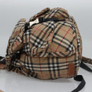 BURBERRY Nova Check Blue Label Backpack Nylon Beige Silver Auth am7971-4
