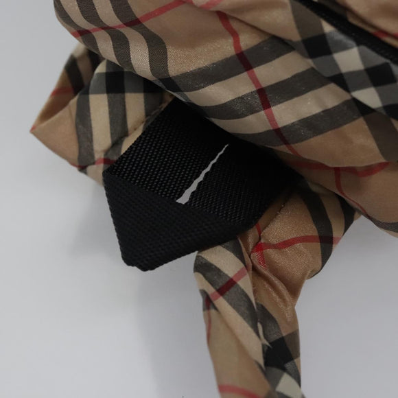 BURBERRY Nova Check Blue Label Backpack Nylon Beige Silver Auth am7971