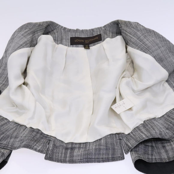 LOUIS VUITTON Jacket & Skirt Setup Jacket Silk 36 Gray LV Auth am7979