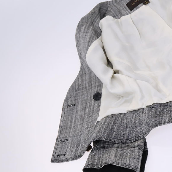 LOUIS VUITTON Jacket & Skirt Setup Jacket Silk 36 Gray LV Auth am7979