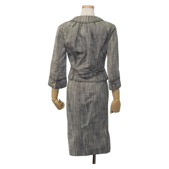 LOUIS VUITTON Jacket & Skirt Setup Jacket Silk 36 Gray LV Auth am7979