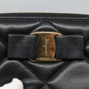 Salvatore Ferragamo Vala Long Wallet Leather Gold Black Auth am8004-8