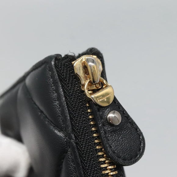 Salvatore Ferragamo Vala Long Wallet Leather Gold Black Auth am8004