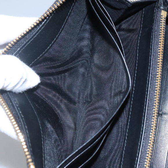 Salvatore Ferragamo Vala Long Wallet Leather Gold Black Auth am8004