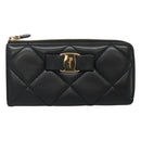 Salvatore Ferragamo Vala Long Wallet Leather Gold Black Auth am8004-13