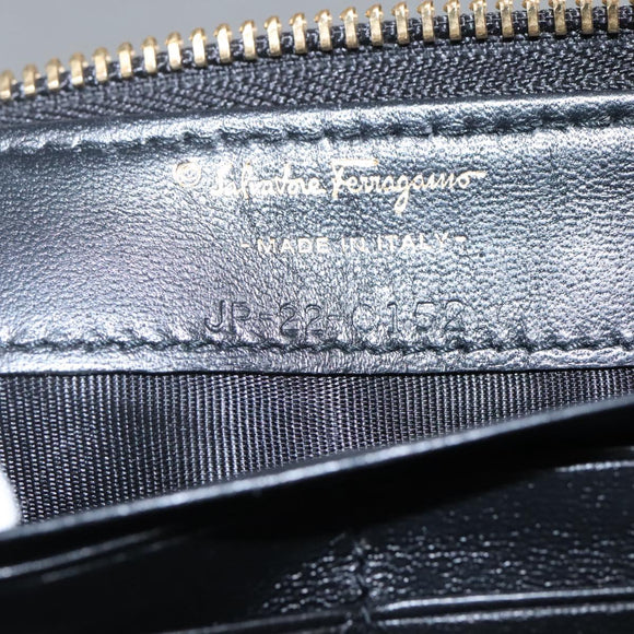 Salvatore Ferragamo Vala Long Wallet Leather Gold Black Auth am8004