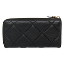 Salvatore Ferragamo Vala Long Wallet Leather Gold Black Auth am8004-2