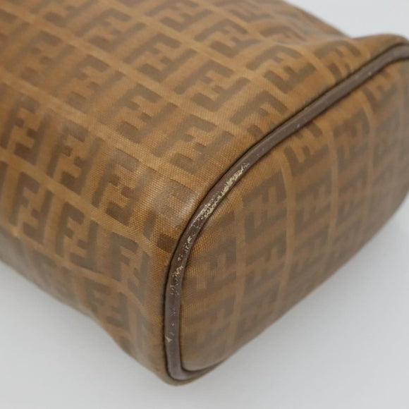 FENDI Zucchino Canvas Clutch Bag PVC Vintage Beige Auth am8012