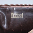 FENDI Zucchino Canvas Clutch Bag PVC Vintage Beige Auth am8012-9