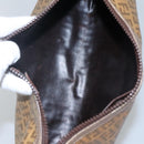 FENDI Zucchino Canvas Clutch Bag PVC Vintage Beige Auth am8012-10