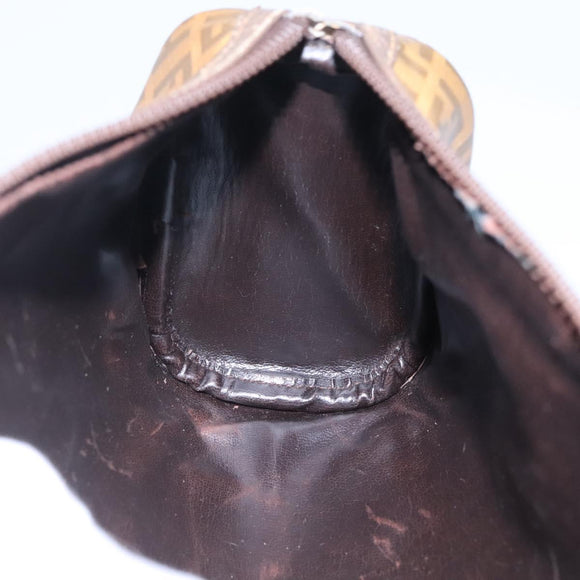 FENDI Zucchino Canvas Clutch Bag PVC Vintage Beige Auth am8012