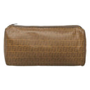 FENDI Zucchino Canvas Clutch Bag PVC Vintage Beige Auth am8012-13