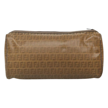 FENDI Zucchino Canvas Clutch Bag PVC Vintage Beige Auth am8012 - 0
