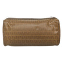 FENDI Zucchino Canvas Clutch Bag PVC Vintage Beige Auth am8012-2