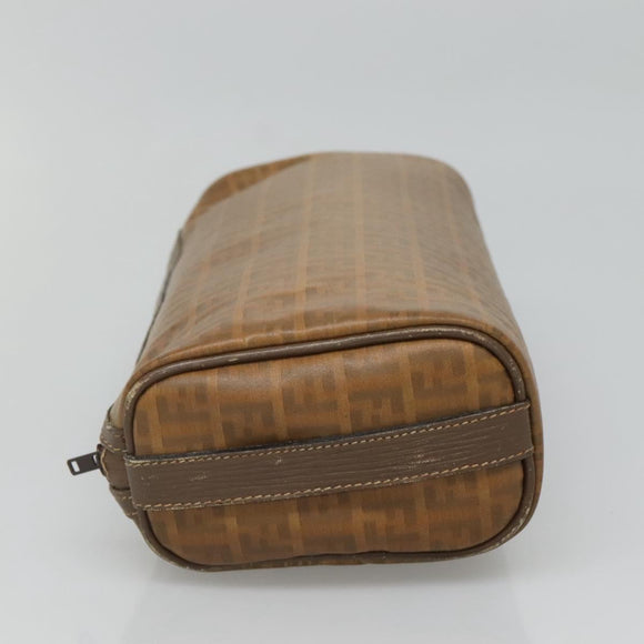 FENDI Zucchino Canvas Clutch Bag PVC Vintage Beige Auth am8012