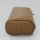 FENDI Zucchino Canvas Clutch Bag PVC Vintage Beige Auth am8012-4