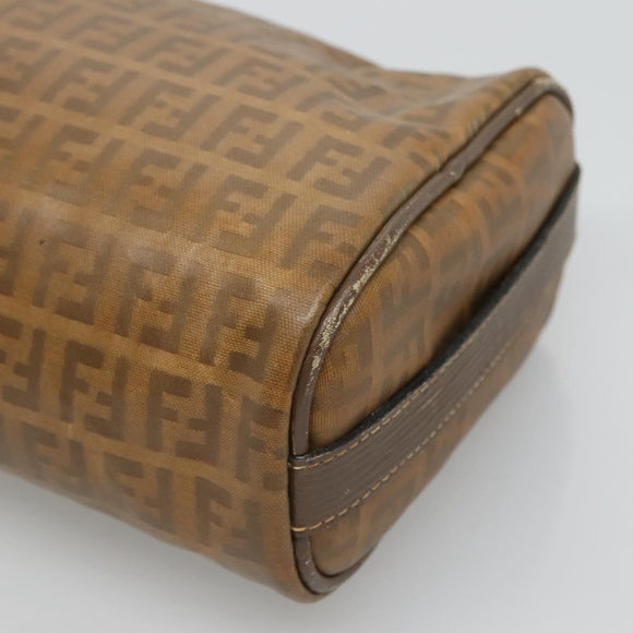 FENDI Zucchino Canvas Clutch Bag PVC Vintage Beige Auth am8012