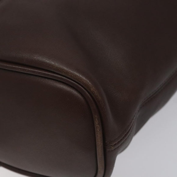 Coach Shoulder Bag Leather Brown gold Auth am8019