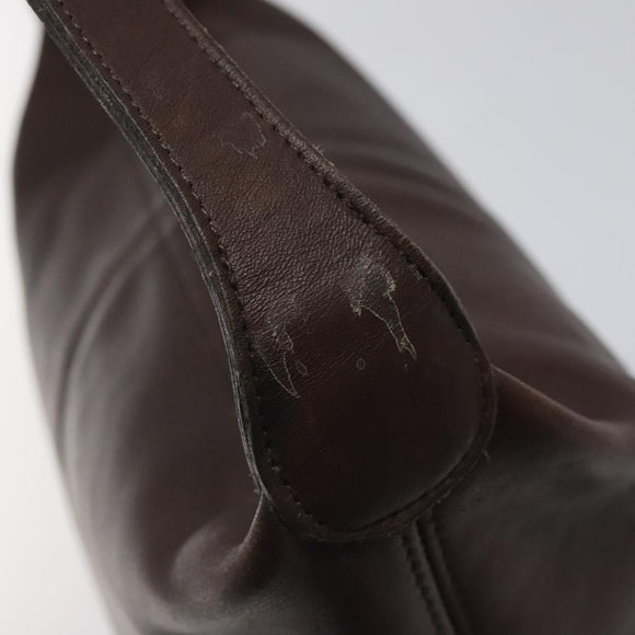 Coach Shoulder Bag Leather Brown gold Auth am8019