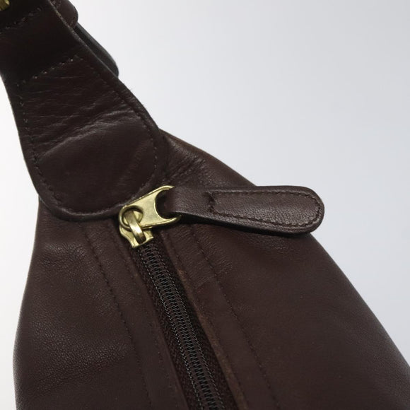 Coach Shoulder Bag Leather Brown gold Auth am8019