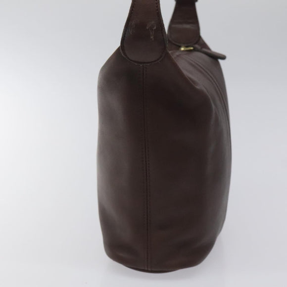 Coach Shoulder Bag Leather Brown gold Auth am8019