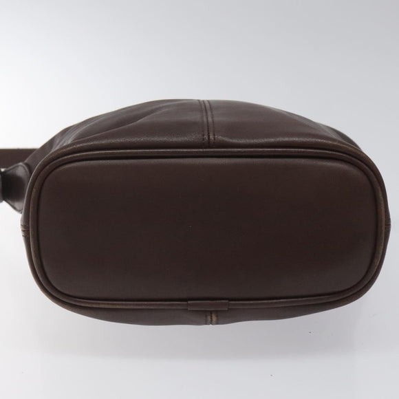 Coach Shoulder Bag Leather Brown gold Auth am8019