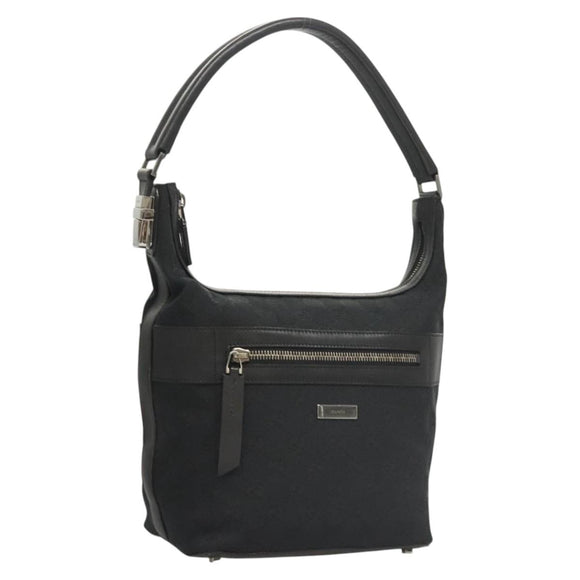 GUCCI GG Canvas Shoulder Bag Black 001 4299 Auth am8054