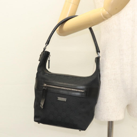 GUCCI GG Canvas Shoulder Bag Black 001 4299 Auth am8054
