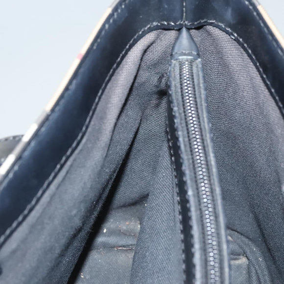 BURBERRY Nova Check Hand Bag PVC Beige Silver Auth am8055