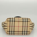 BURBERRY Nova Check Hand Bag PVC Beige Silver Auth am8055-5