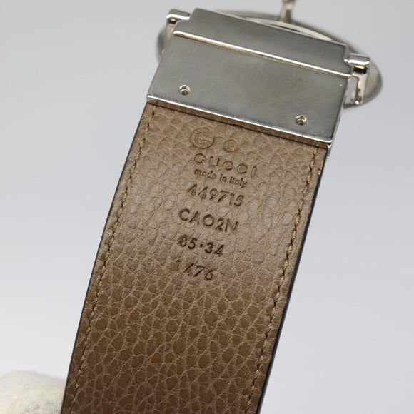 GUCCI Belt Leather Outlet 37.4"" Black Silver 449715 Auth am8061