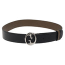 GUCCI Belt Leather Outlet 37.4"" Black Silver 449715 Auth am8061-2