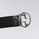 GUCCI Riem Leer Outlet 37.4"" Zwart Zilver 449715 Auth am8061-8
