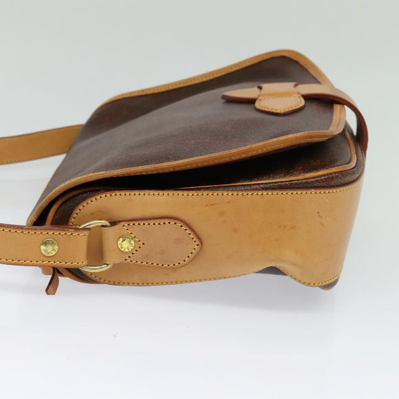 ETRO Paisley Shoulder Bag PVC Leather Brown Gold Auth am8067